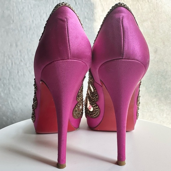 🌺CHRISTIAN LOUBOUTIN 👠 Beaute Strass Pink Pumps Size: 36.5 - Picture 8 of 15